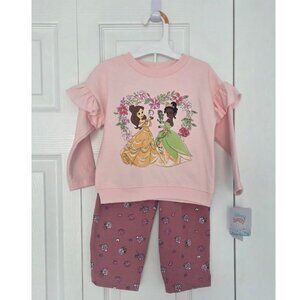 NEW! Disney Baby Belle and Tiana Sweatshirt and Pants Set - 12 month